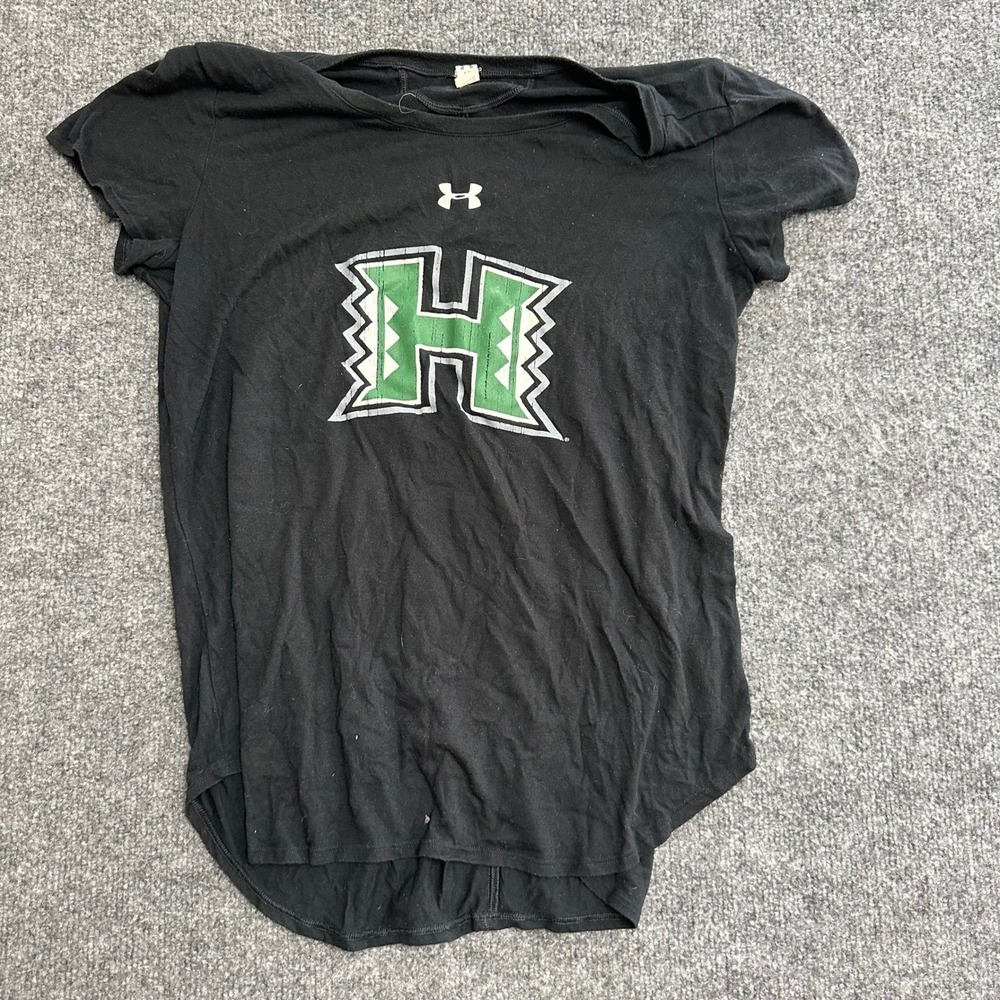Under Armour T-Shirt Womens Size LG Black HeatGear Hawaii Warriors Athletic Fit